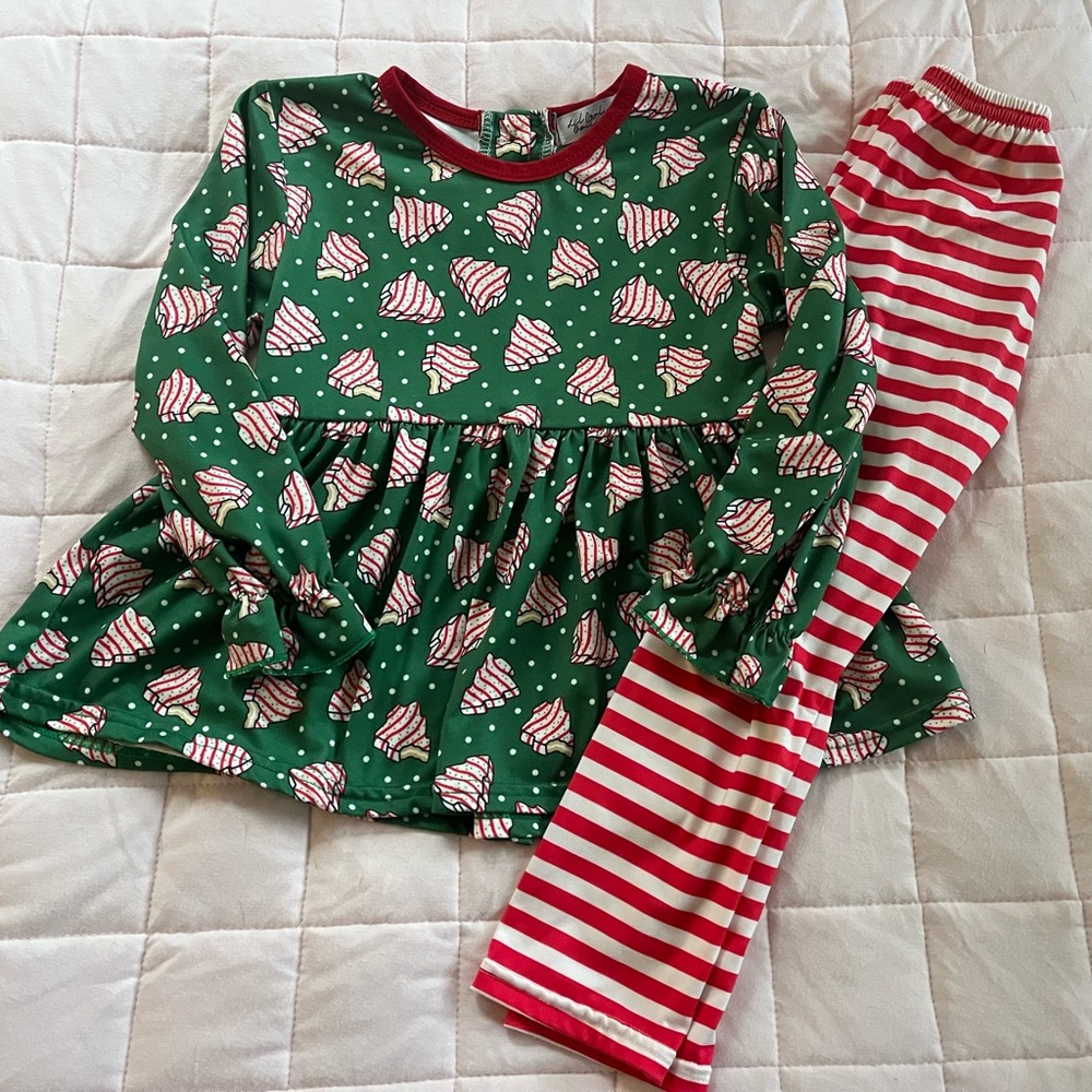 Christmas Tree Cookies Swing top Red White Pants Size 4